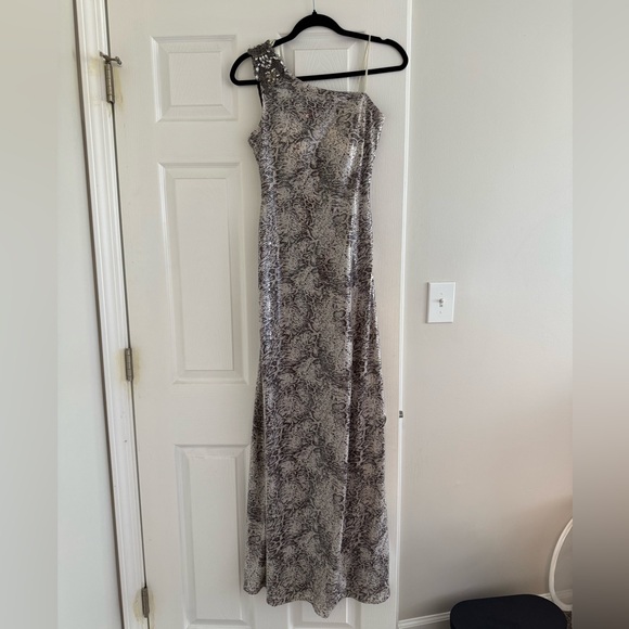Cache Dresses & Skirts - Cachè Silver Snake Clear Sequin Evening Gown